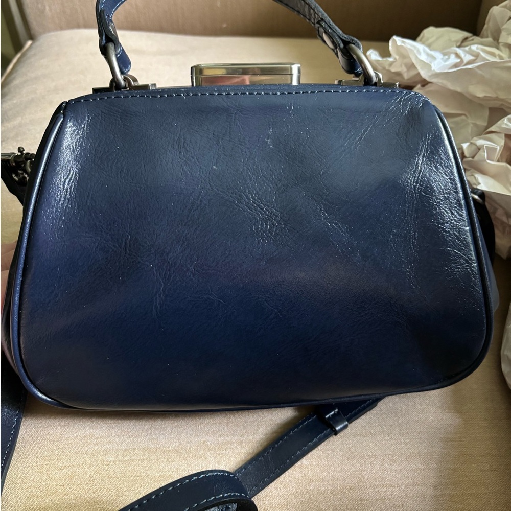 Navy Blue Patricia Nash Crossbody Bag with Embossed Design GRACCHI OCEANO - Picture 5 of 8